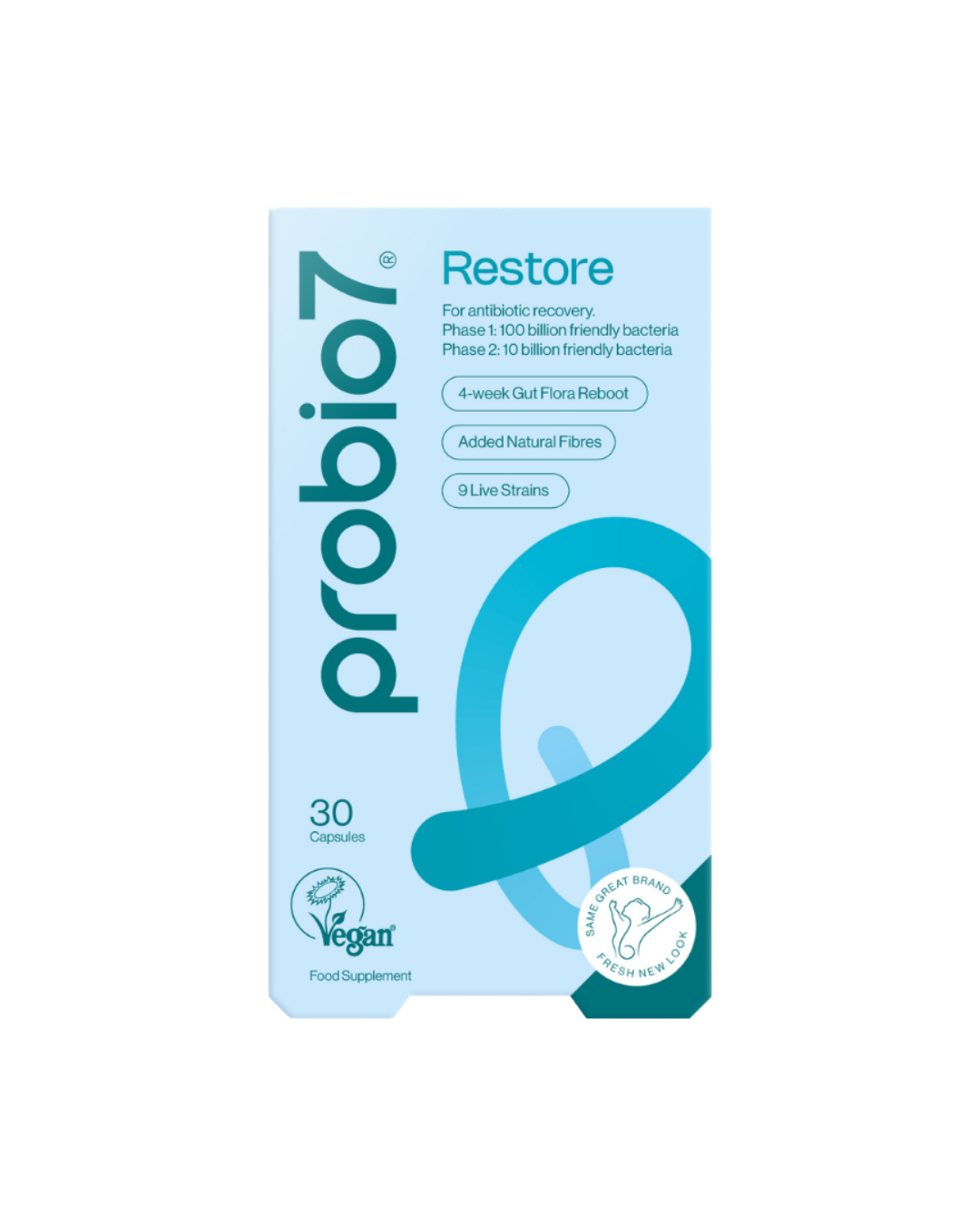 Probio7® Restore — Κατά τη διάρκεια & μετά από αντιβίωση. Πρωτόκολλο 2 φάσεων, 30 ημερών (100 & 10 δισ. CFU). Από 12 ετών.